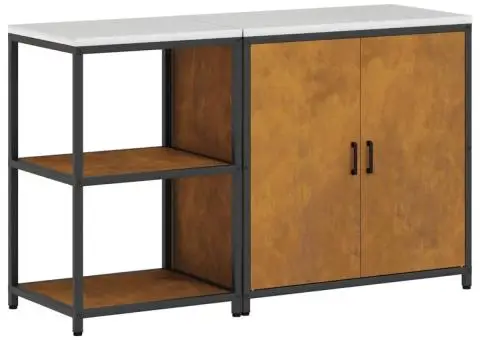 Set de depozitare pentru bucătărie cu raft cu depozitare cu ușă Ajustabil 2 pcs Ruginit - 2/5