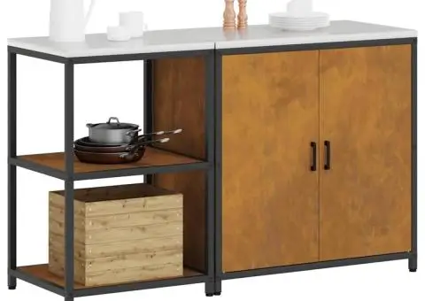 Set de depozitare pentru bucătărie cu raft cu depozitare cu ușă Ajustabil 2 pcs Ruginit - 3/5