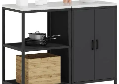 Set de depozitare pentru bucătărie 2 pcs Negru 120 x 50 x 92 cm - 3/5