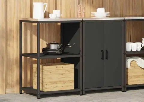 Set de depozitare pentru bucătărie 2 pcs Negru 120 x 50 x 92 cm - 4/5