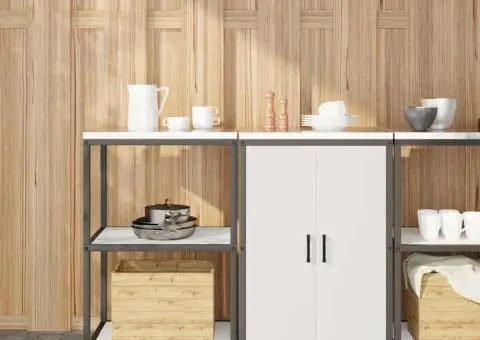 Set de depozitare pentru bucătărie 2 pcs Alb 120 x 50 x 92 cm - 1/5