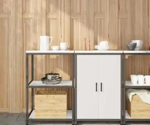 vidaXL Set de depozitare pentru bucătărie 2 pcs Alb 120 x 50 x 92 cm