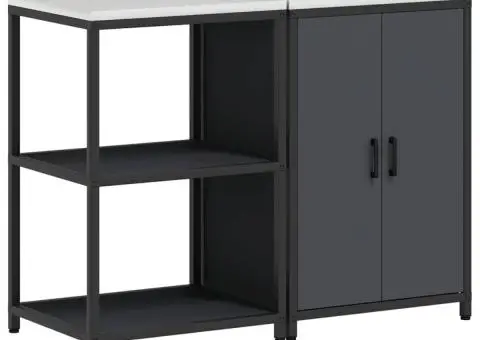 Set de depozitare pentru bucătărie cu raft cu depozitare cu ușă Ajustabil 2 pcs Antracit - 2/5