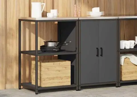 Set de depozitare pentru bucătărie cu raft cu depozitare cu ușă Ajustabil 2 pcs Antracit - 4/5