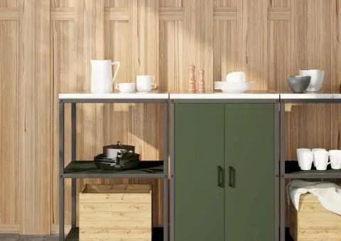 Set de depozitare pentru bucătărie cu raft 2 pcs Verde măsliniu - 1/5