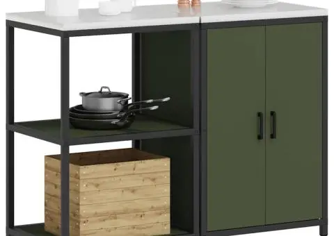 Set de depozitare pentru bucătărie cu raft 2 pcs Verde măsliniu - 3/5