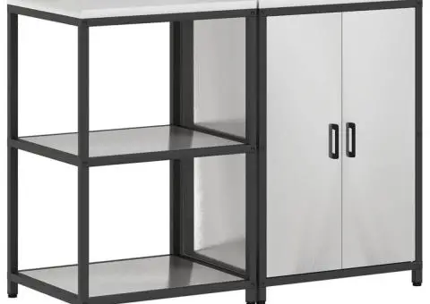 Set de depozitare pentru bucătărie cu raft cu depozitare cu ușă Ajustabil 2 pcs Argintiu - 2/5