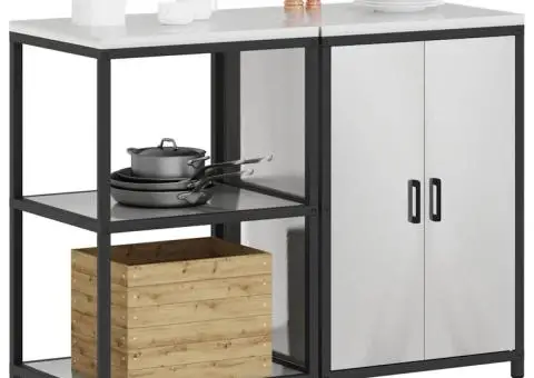 Set de depozitare pentru bucătărie cu raft cu depozitare cu ușă Ajustabil 2 pcs Argintiu - 3/5