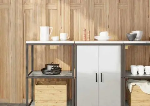 Set de depozitare pentru bucătărie cu raft cu depozitare cu ușă Ajustabil 2 pcs Argintiu - 1/5