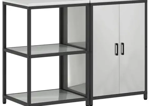 Set de depozitare pentru bucătărie cu raft cu depozitare cu ușă Ajustabil 2 pcs Argintiu - 2/5