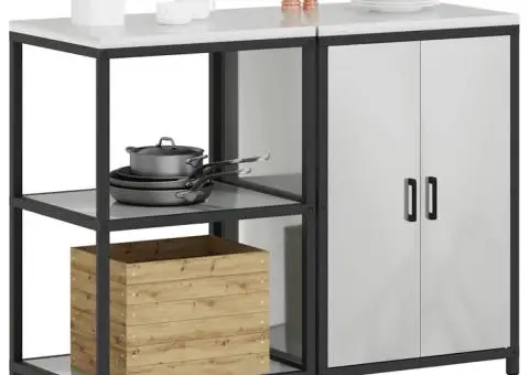 Set de depozitare pentru bucătărie cu raft cu depozitare cu ușă Ajustabil 2 pcs Argintiu - 3/5