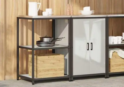 Set de depozitare pentru bucătărie cu raft cu depozitare cu ușă Ajustabil 2 pcs Argintiu - 4/5