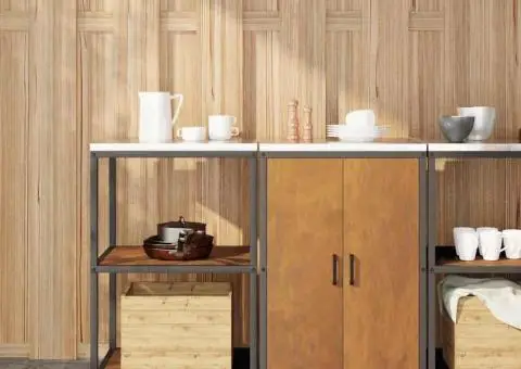 Set de depozitare pentru bucătărie cu raft cu depozitare cu ușă Ajustabil 2 pcs Ruginit - 1/5