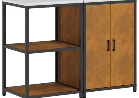 Set de depozitare pentru bucătărie cu raft cu depozitare cu ușă Ajustabil 2 pcs Ruginit - 2/5