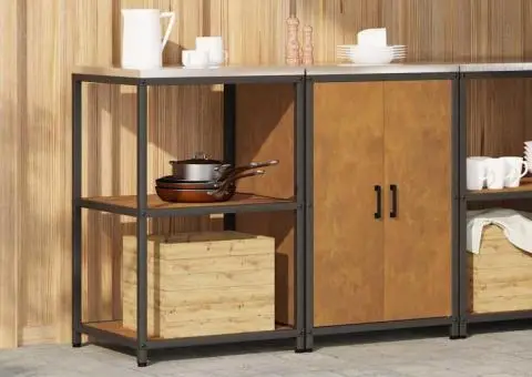 Set de depozitare pentru bucătărie cu raft cu depozitare cu ușă Ajustabil 2 pcs Ruginit - 4/5