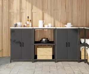 vidaXL Set de depozitare pentru bucătărie 3 pcs Negru 180 x 50 x 92 cm