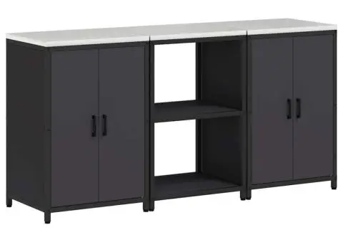 Set de depozitare pentru bucătărie 3 pcs Negru 180 x 50 x 92 cm - 2/5