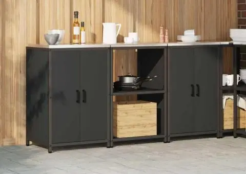 Set de depozitare pentru bucătărie 3 pcs Negru 180 x 50 x 92 cm - 4/5