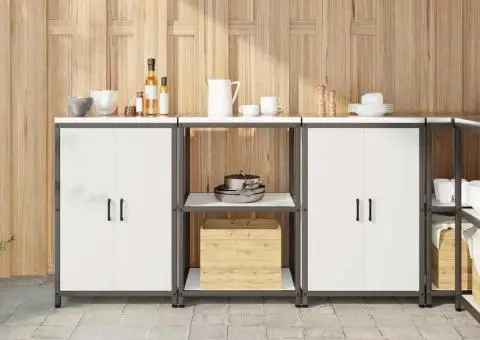 Set de depozitare pentru bucătărie 3 pcs Alb 180 x 50 x 92 cm - 1/5