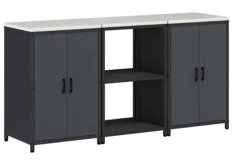 Set de depozitare pentru bucătărie cu raft cu depozitare cu ușă 3 pcs Antracit - 2/5