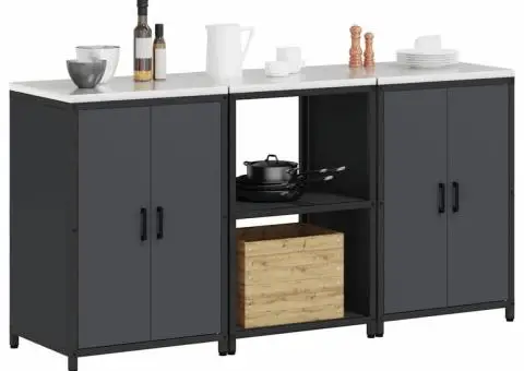 Set de depozitare pentru bucătărie cu raft cu depozitare cu ușă 3 pcs Antracit - 3/5