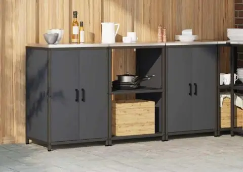 Set de depozitare pentru bucătărie cu raft cu depozitare cu ușă 3 pcs Antracit - 4/5