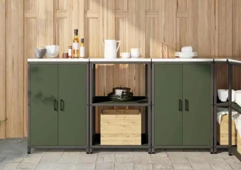 Set de depozitare pentru bucătărie cu raft 3 pcs Verde măsliniu - 1/5