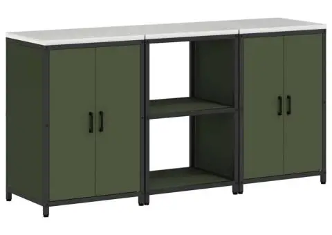 Set de depozitare pentru bucătărie cu raft 3 pcs Verde măsliniu - 2/5