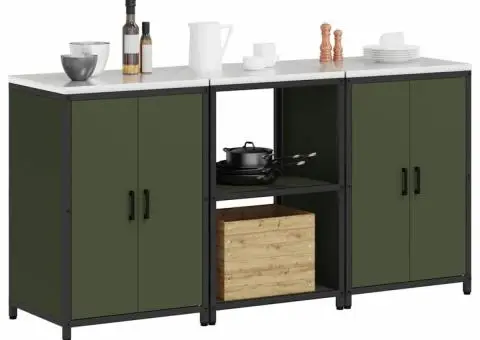 Set de depozitare pentru bucătărie cu raft 3 pcs Verde măsliniu - 3/5