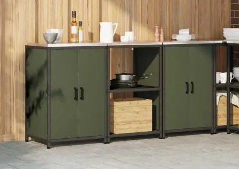 Set de depozitare pentru bucătărie cu raft 3 pcs Verde măsliniu - 4/5