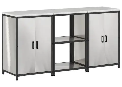 Set de depozitare pentru bucătărie cu raft cu depozitare cu ușă 3 pcs Argintiu - 2/5