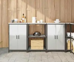 vidaXL Set de depozitare pentru bucătărie cu raft cu depozitare cu ușă 3 pcs Argintiu