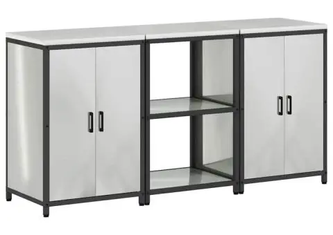 Set de depozitare pentru bucătărie cu raft cu depozitare cu ușă 3 pcs Argintiu - 2/5