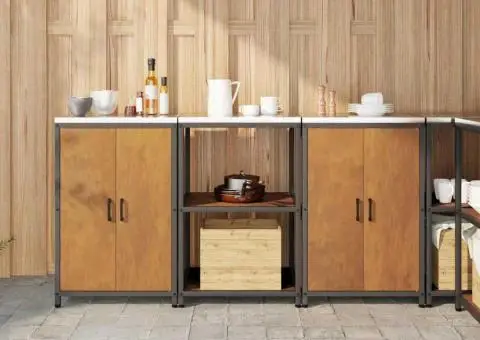 Set de depozitare pentru bucătărie cu raft cu depozitare cu ușă 3 pcs Ruginit - 1/5