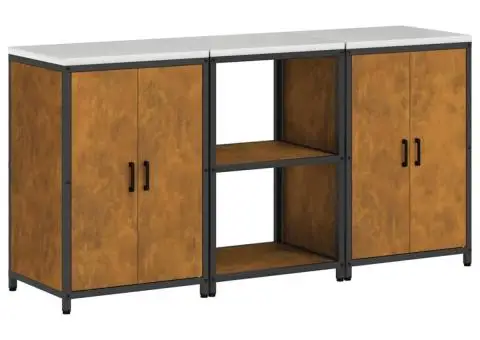 Set de depozitare pentru bucătărie cu raft cu depozitare cu ușă 3 pcs Ruginit - 2/5