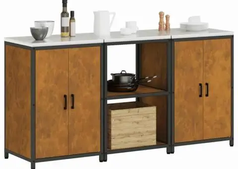 Set de depozitare pentru bucătărie cu raft cu depozitare cu ușă 3 pcs Ruginit - 3/5