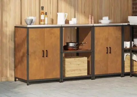 Set de depozitare pentru bucătărie cu raft cu depozitare cu ușă 3 pcs Ruginit - 4/5