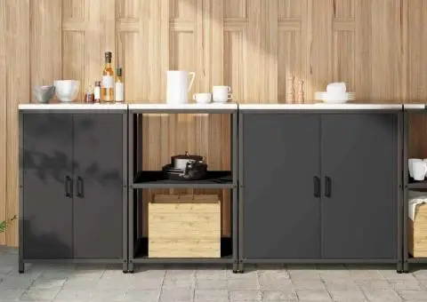 Set de depozitare pentru bucătărie 3 pcs Negru 210 x 50 x 92 cm - 1/5