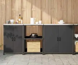vidaXL Set de depozitare pentru bucătărie 3 pcs Negru 210 x 50 x 92 cm