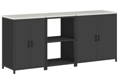 Set de depozitare pentru bucătărie 3 pcs Negru 210 x 50 x 92 cm - 2/5