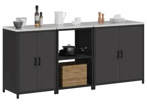 Set de depozitare pentru bucătărie 3 pcs Negru 210 x 50 x 92 cm - 3/5