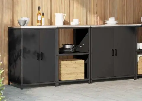 Set de depozitare pentru bucătărie 3 pcs Negru 210 x 50 x 92 cm - 4/5