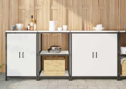 Set de depozitare pentru bucătărie 3 pcs Alb 210 x 50 x 92 cm - 1/5