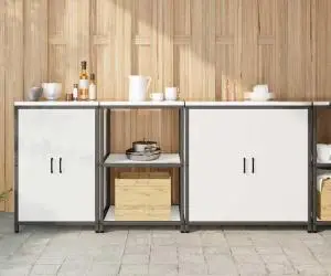vidaXL Set de depozitare pentru bucătărie 3 pcs Alb 210 x 50 x 92 cm