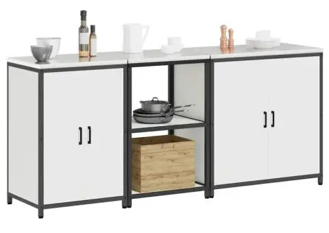 Set de depozitare pentru bucătărie 3 pcs Alb 210 x 50 x 92 cm - 3/5