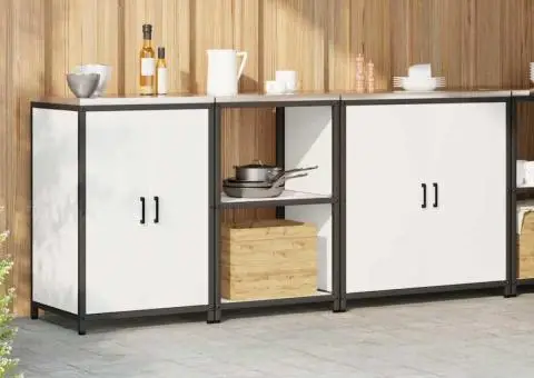 Set de depozitare pentru bucătărie 3 pcs Alb 210 x 50 x 92 cm - 4/5