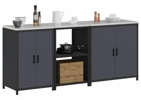 Set de depozitare pentru bucătărie cu raft Altele cu depozitare cu ușă 3 pcs Antracit - 3/5