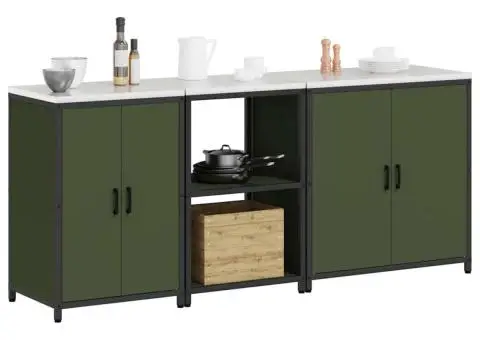 Set de depozitare pentru bucătărie cu raft Altele 3 pcs Verde măsliniu - 3/5