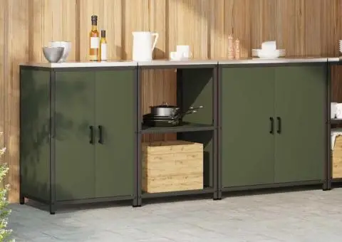 Set de depozitare pentru bucătărie cu raft Altele 3 pcs Verde măsliniu - 4/5