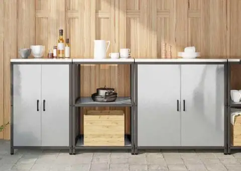 Set de depozitare pentru bucătărie cu raft Altele cu depozitare cu ușă 3 pcs Argintiu - 1/5